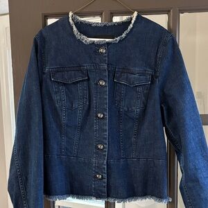 Banana Republic Frayed Edge Dark Blue Jean Jacket